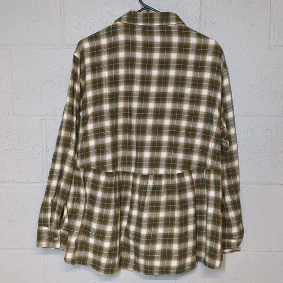 Women's Peplum Button-Down Flannel Tunic, Size M - Picture 2 of 4